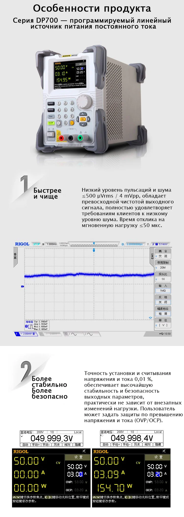 Преимущества блока питания RIGOL DP711 Преимущества блока питания RIGOL DP711