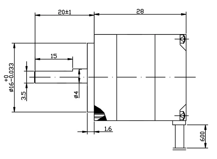 Чертёж электродвигателя SUMTOR 20HS2806A4