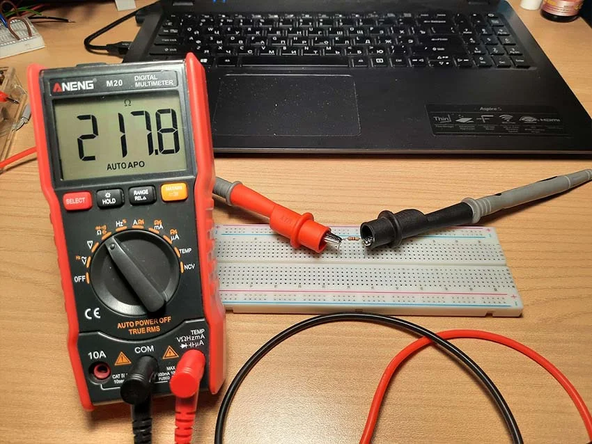 замер сопротивления резистора