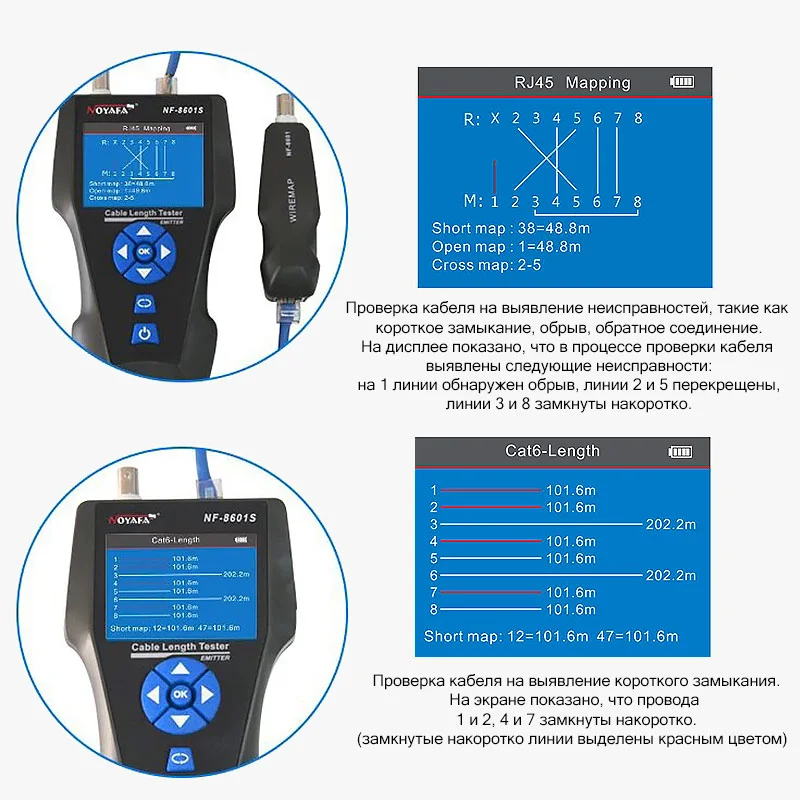 кабельный тестер Noyafa NF-8601S