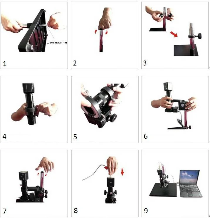 Сборка микроскопа supereyes t004 5M