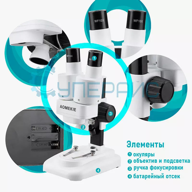 Элементы микроскопа AOmekie микроскоп