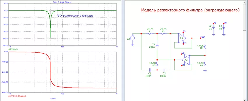 фильтр заграждающий схема режектора