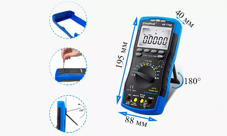 мультиметр с точной настройкой и минимальной погрешностью HoldPeak HP-770D Ручной мультиметр HoldPeak HP-770D