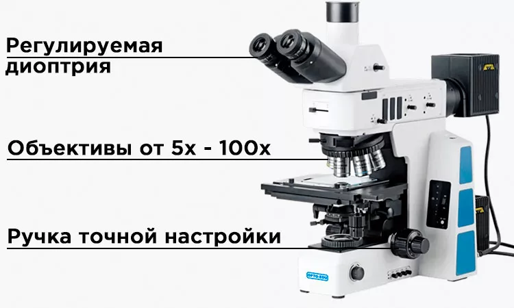 Тринокулярный профессиональный микроскоп Opto-Edu A13.0910-RT Тринокулярный, цифровой, лабораторный, универсальный, многофункциональный, микроскоп