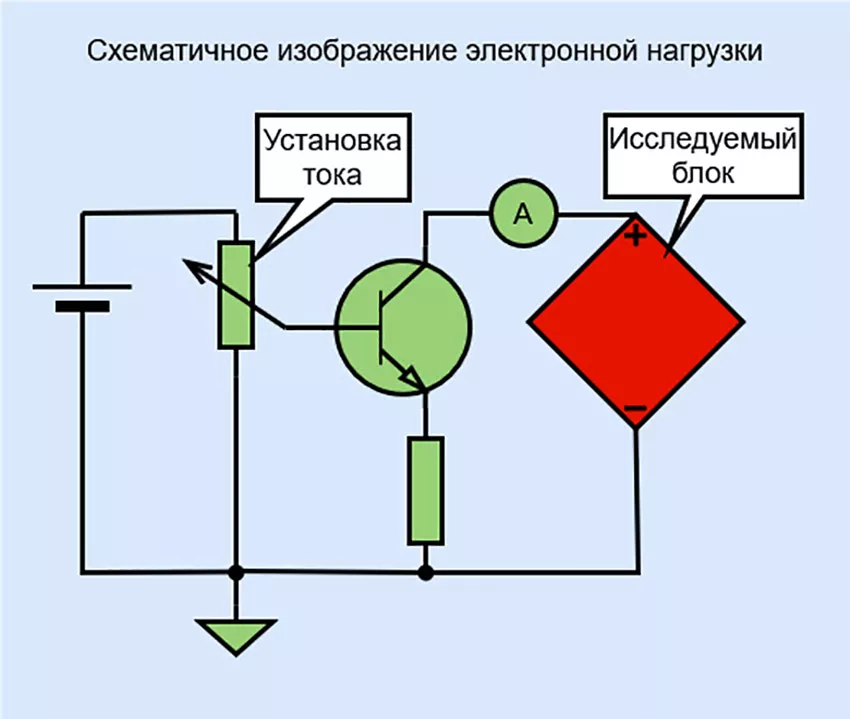 Схематичное изображение электронной нагрузки схема тестера нагрузки