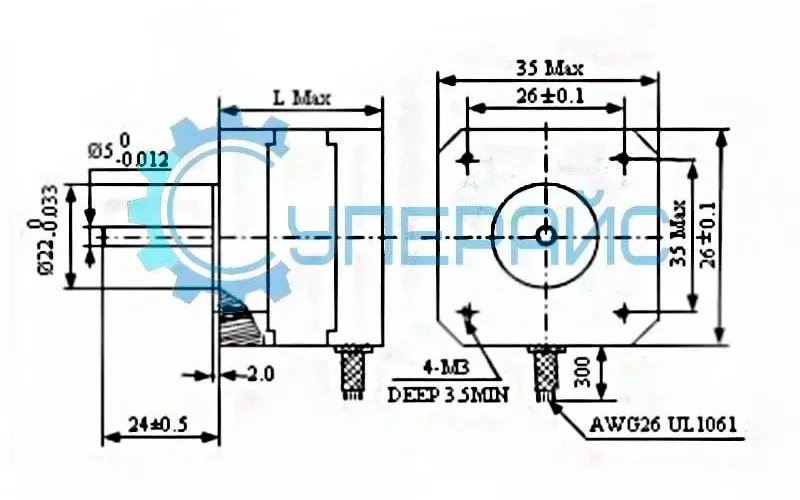 SUMTOR 35HS2808A4 схематическое изображение Схема шагового двигателя SUMTOR 35HS2808A4