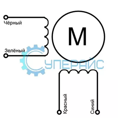 Шаговый двигатель SUMTOR 57HS5630A4 Схематизация электродвигателя SUMTOR 57HS5630A4