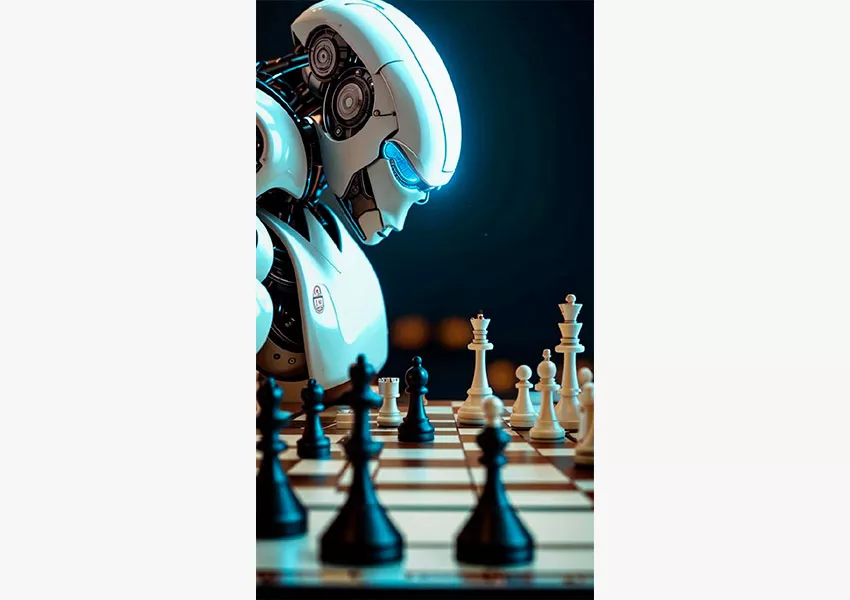 Робот играет в шахматы Робот шахматист