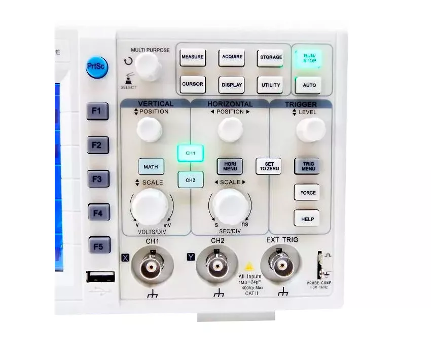 Передняя панель UNI-T UTD2052CL особенности осциллографа uni t utd2052cl