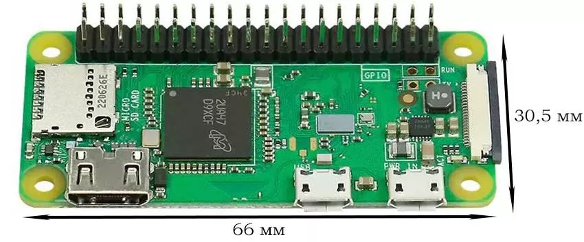 Габариты миникомпьютера Raspberry Pi Zero WH Микрокомпьютер Raspberry Pi Zero WH купить в Суперайс