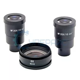 Набор комплектующих для стереомикроскопов Saike Digital с насадкой на объектив (линзой Барлоу) 2X и окулярами WF20X/10 фото