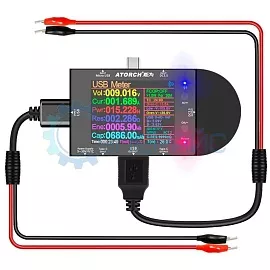 USB тестер Juwei Atorch UD24 с комплектом USB проводов питания типа крокодил фото
