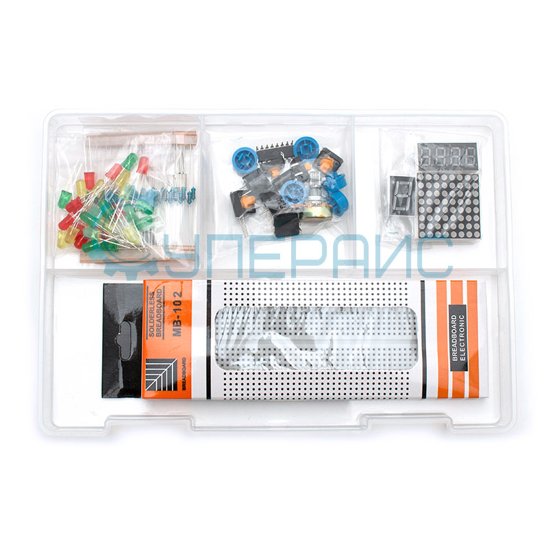 Стартовый набор UNO R3 Starter Kit с контроллером, совместимым со средой Arduino, и 10 уроками в среде Scratch
