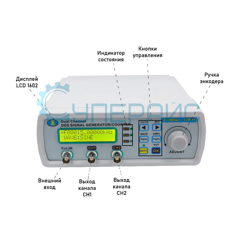 Генератор сигналов MHS-5200A (25 МГц)
