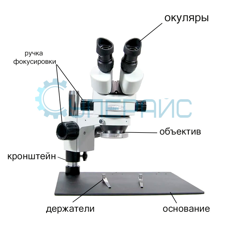 Бинокулярный стереоскопический микроскоп Crystallite SZM45 ZOOM (90X) на штативе