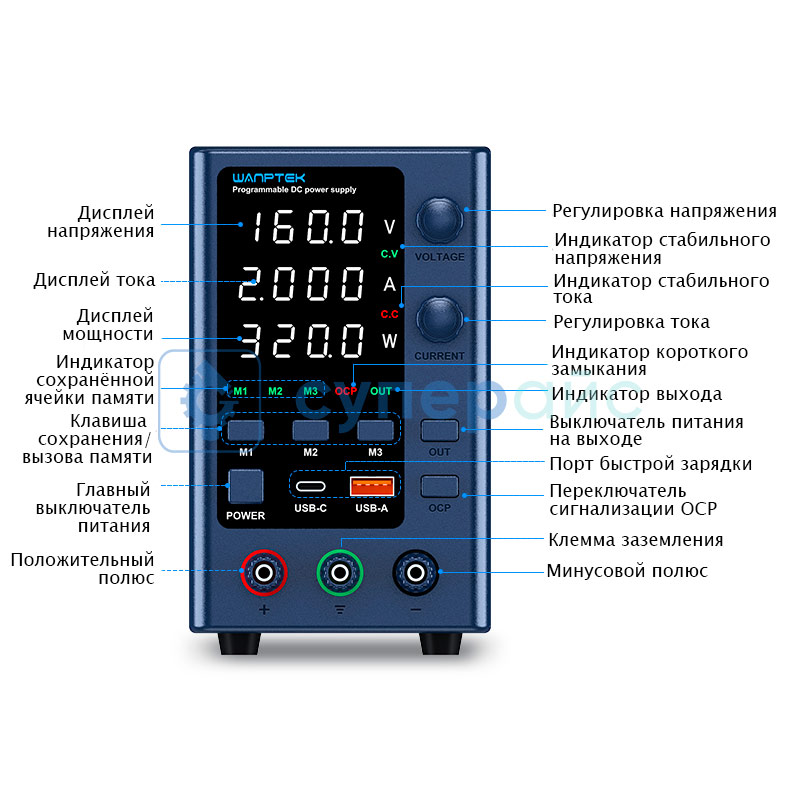 Блок питания Wanptek EPS3210 программируемый фото 7