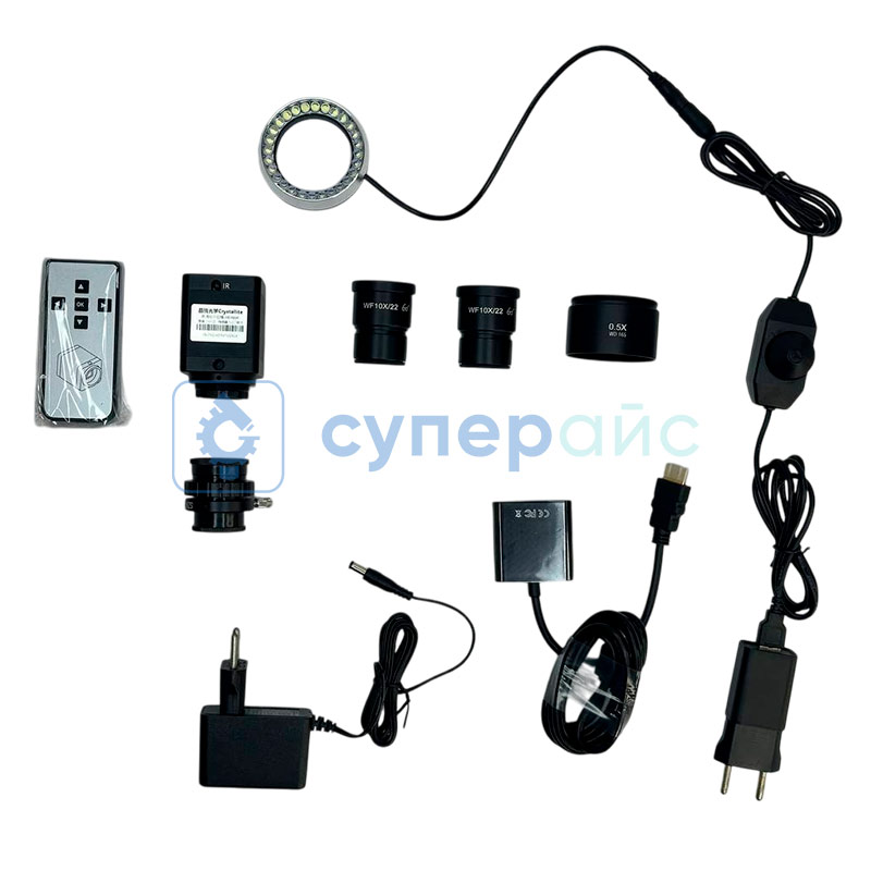 Тринокулярный микроскоп Crystallite ST-7045 с плоским основанием фото 4