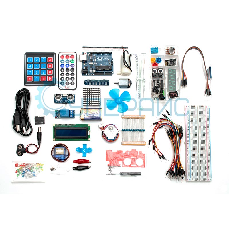Стартовый набор Starter Kit UNO R3 с модулем реле и контроллером, совместимым со средой Arduino, и 6 уроками