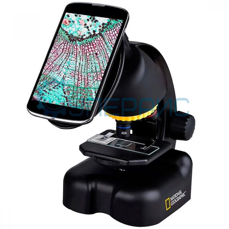 Микроскоп Bresser National Geographic 40–640X с адаптером для смартфона и набором для опытов