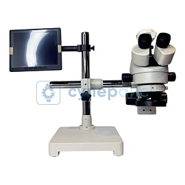 Тринокулярный микроскоп Saike Digital SK2126H2 на штативе с поворотным держателем фото