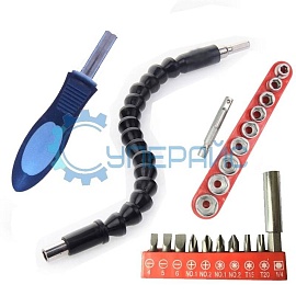 Отвертка с гибкой удлиняющей битой и набором насадок (22 предмета) фото