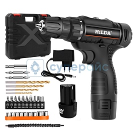 Шуроповерт HiLDA с двумя аккумуляторами и аксессуарами фото